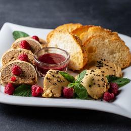 Veal pate with butter and berry sauce
